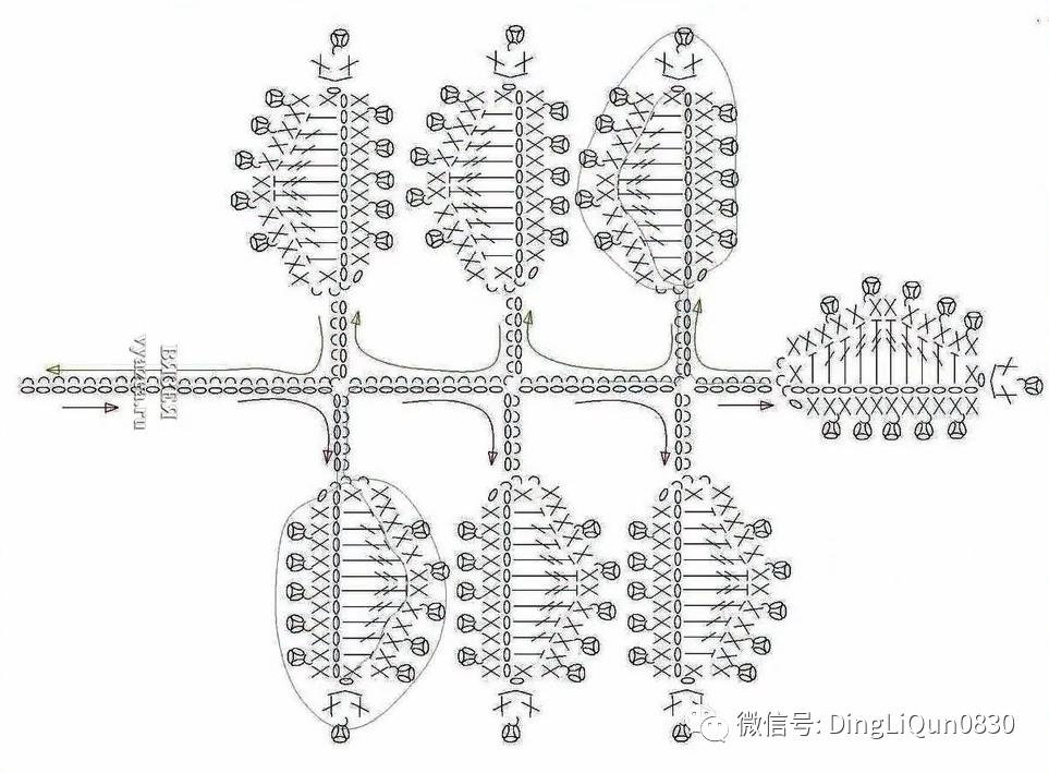 树叶钩针编织大全图解,树枝树叶的编织图解