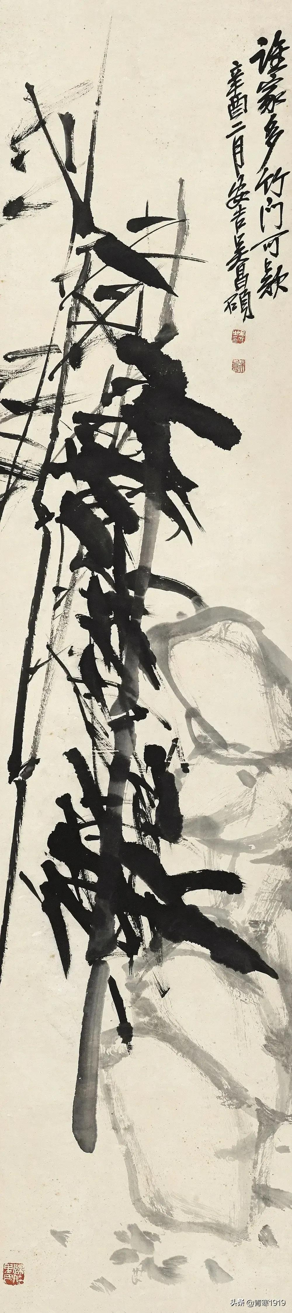 大师吴昌硕精品写意欣赏,吴昌硕写意梅花笔墨酣畅富有情趣