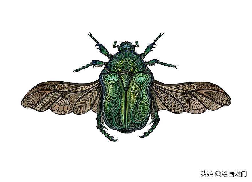 水彩画插画小图案动物,复古气息的几何图形插画