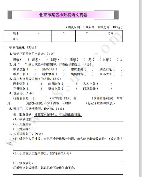 名师整顿|2020年小升初语文全国名校真题卷+复习卷（附答案）