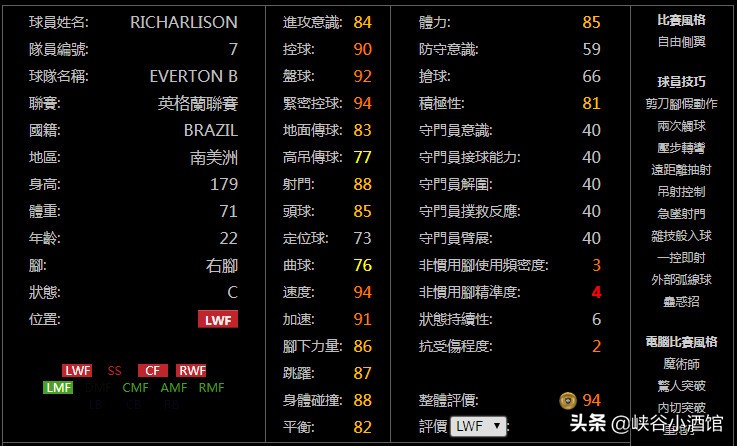 实况足球英超赛季回忆,实况足球英超前场之星技能