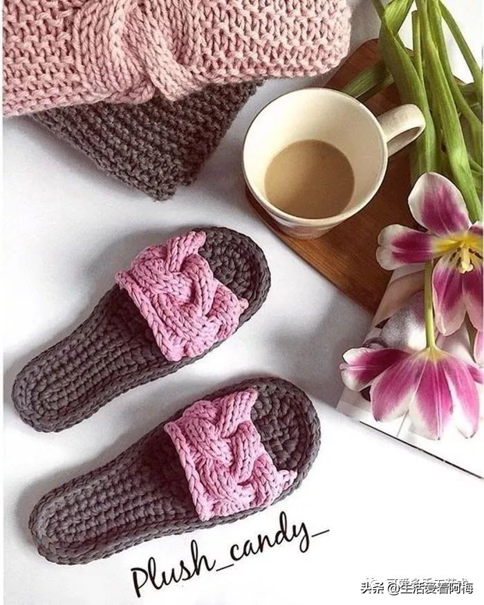 用布条做毛线拖鞋的方法,杂线编织手工拖鞋