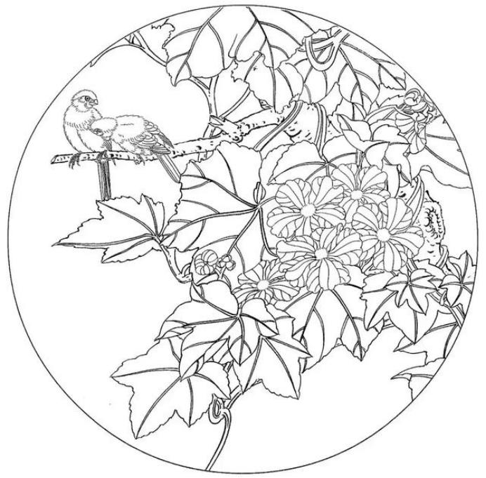 圆面白描作品古风,书法圆面白描作品集