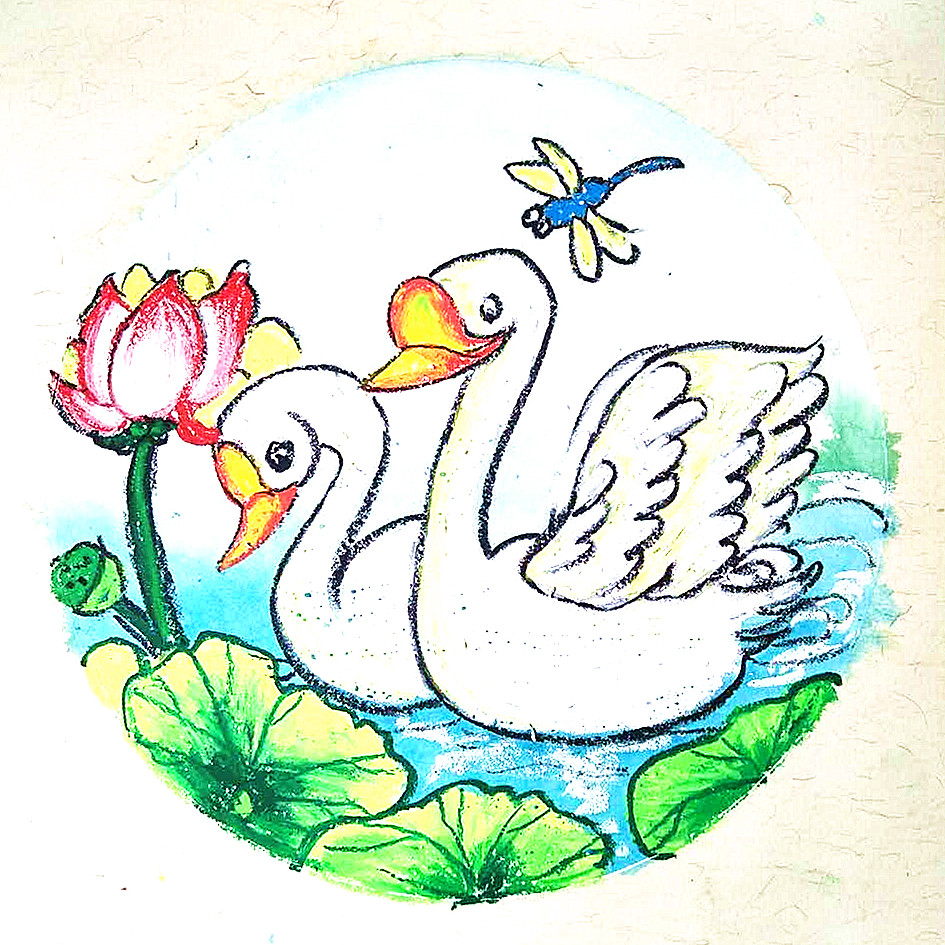 大白鹅创意美术3岁以下,关于谜语的画画简易版