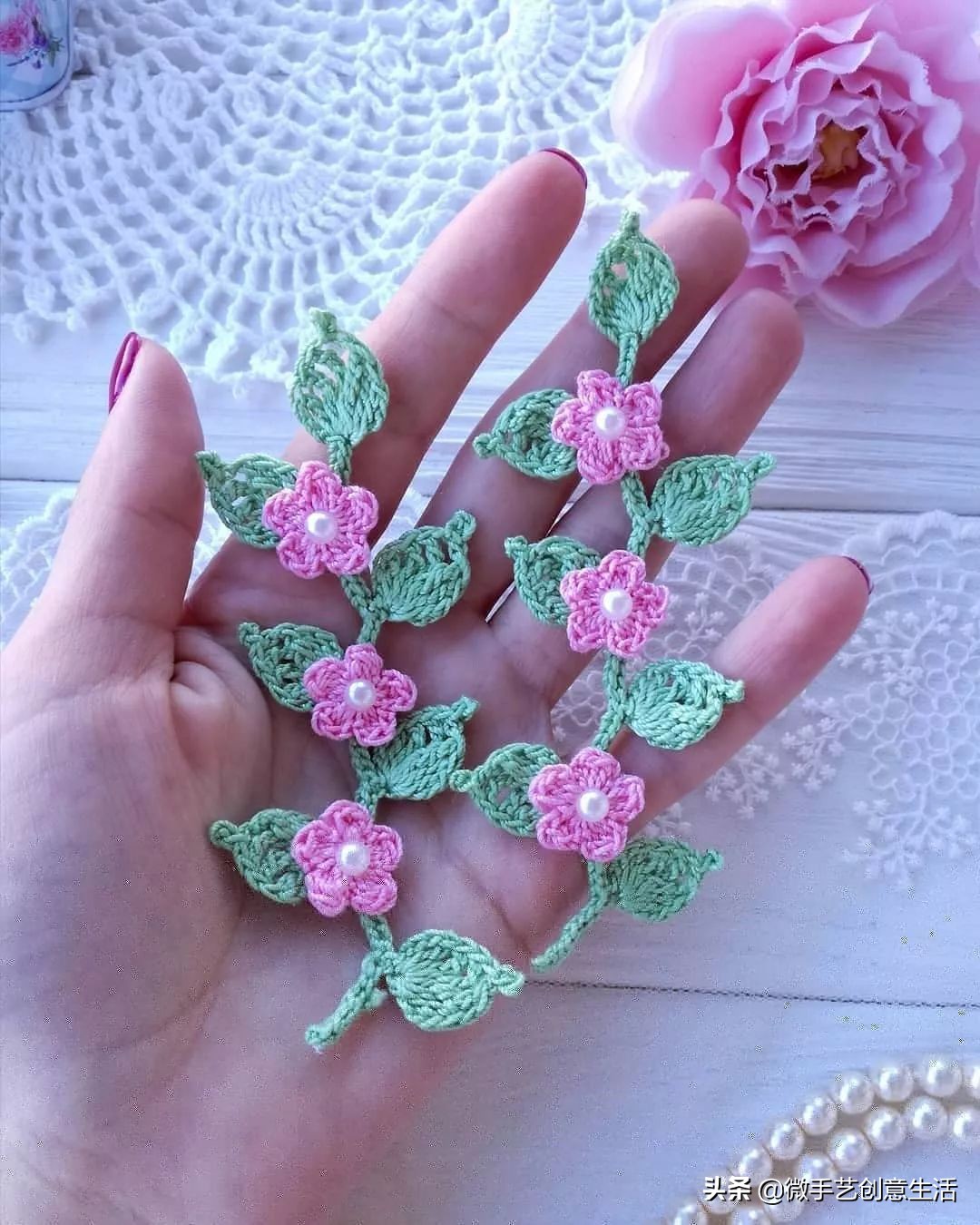 毛线编织小饰品教程五角星,纯手工编织手绳可爱蝴蝶饰品