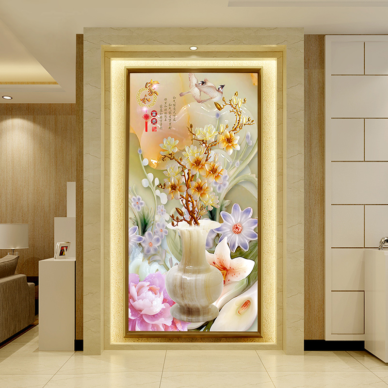 玄关墙瓷砖拼花图案,玄关背景墙大理石瓷砖效果图