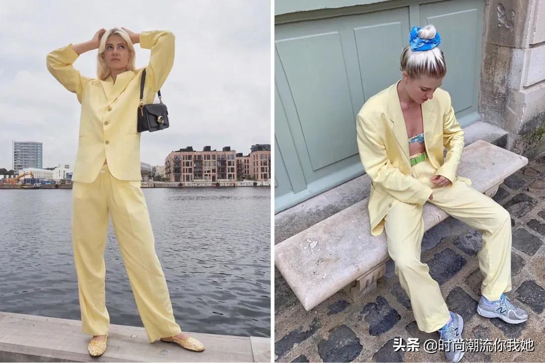 夏天穿马卡龙色系的长裤,马卡龙紫色裤子搭配