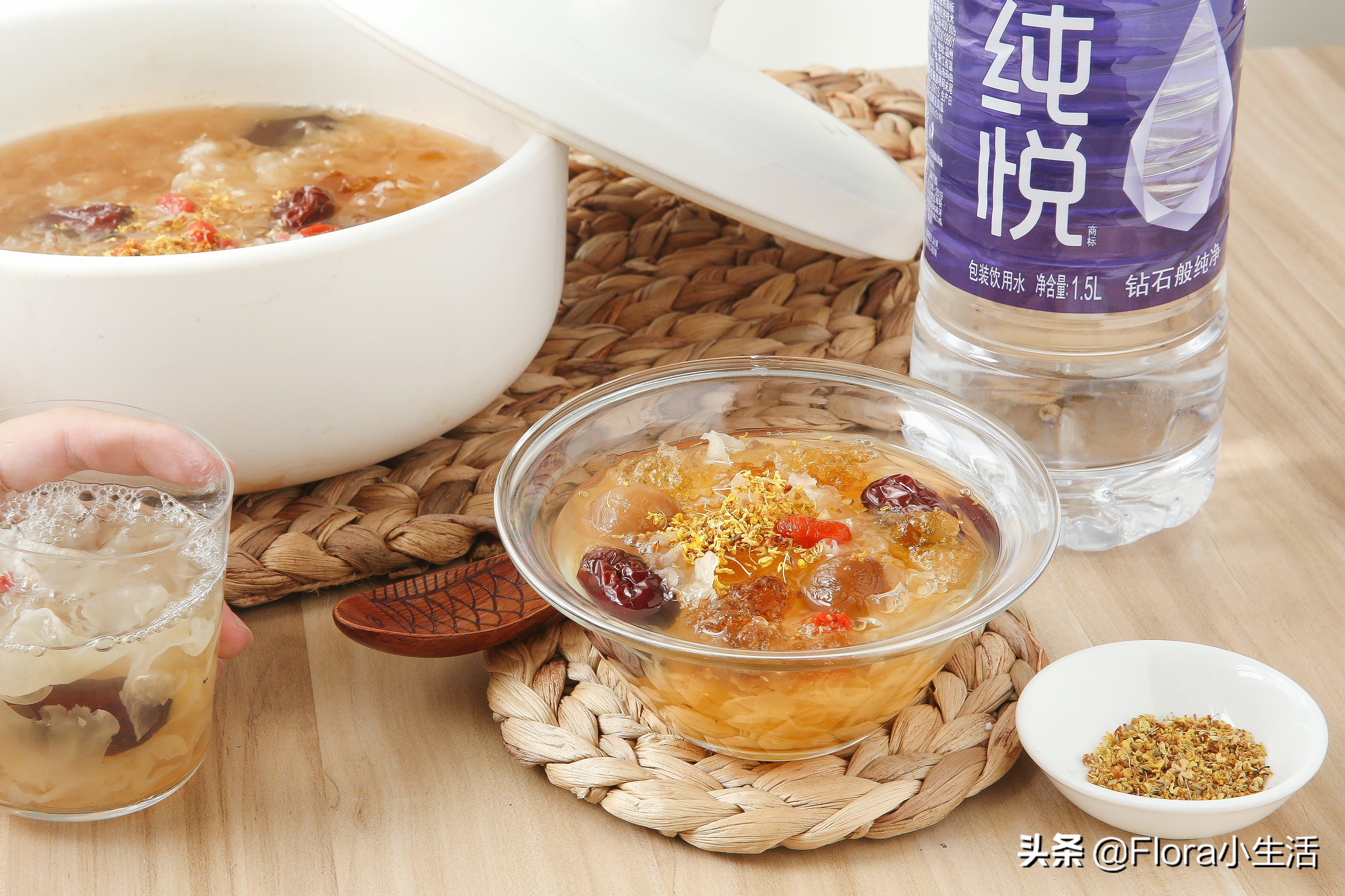 桃胶皂角米百合木瓜糖水,桃胶皂角米煲糖水