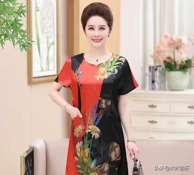 妈妈时尚显瘦连衣裙推荐,50-60岁妈妈高档妈妈装连衣裙