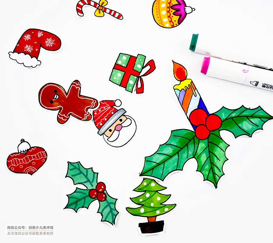 圣诞节创意手工绘画教程,圣诞花环创意儿童画