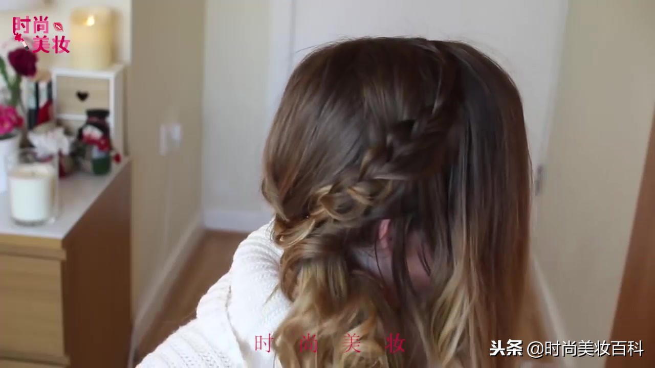 渔夫帽短发型编发教程,海边造型中短编发