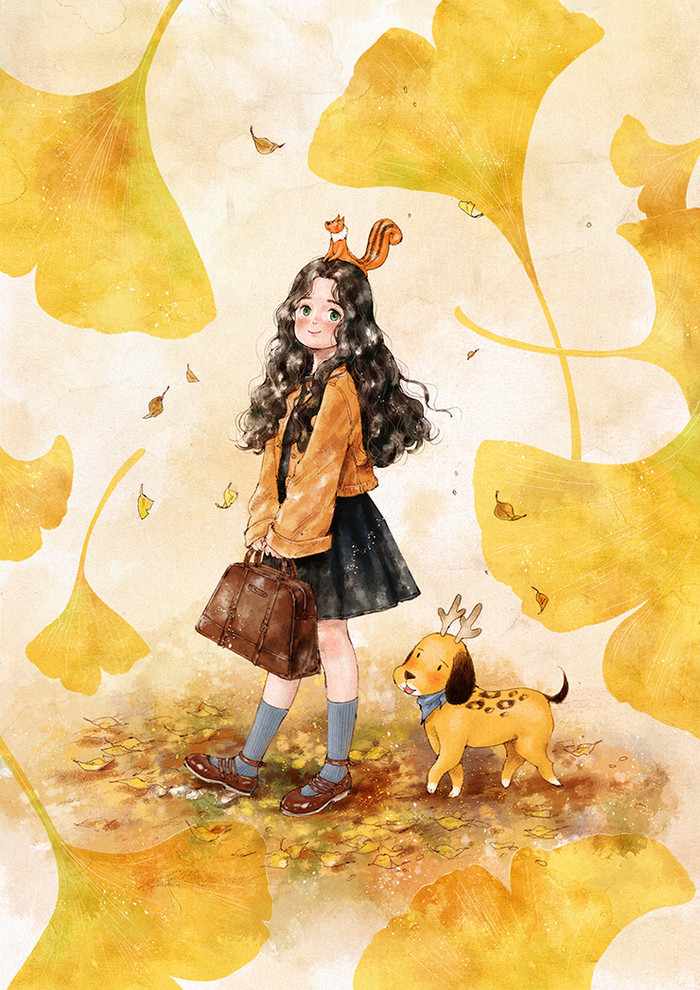 韩国插画师森林女孩日记图文,水彩插画森林女孩日记