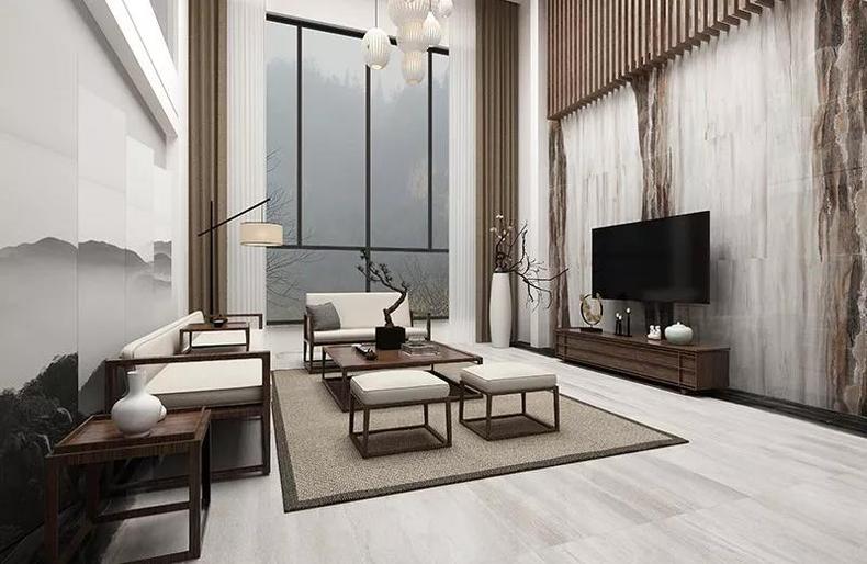 客厅沙发背景墙现代轻奢高级感,高级感装修电视背景墙小复式