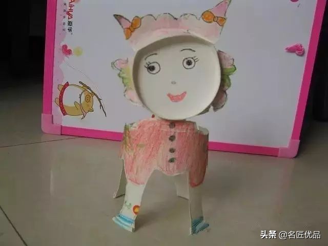 用两个纸杯手工制作纸杯娃娃,用纸杯做的纸杯手工