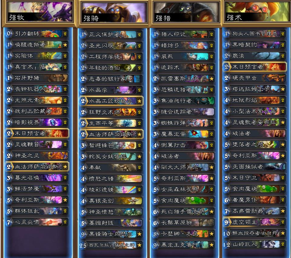 炉石传说：16名职业选手教你构筑补丁后最强卡组