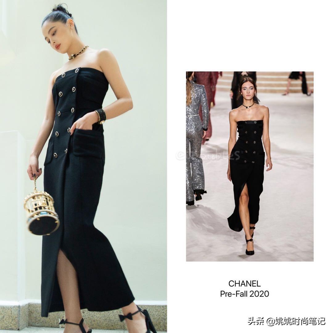 辛芷蕾香奈儿穿搭,辛芷蕾巴黎时装周穿白色拖地礼服