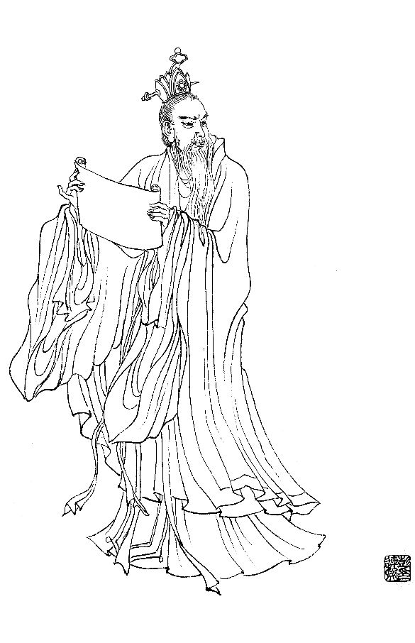 彭连熙工笔白描人物作品,工笔戏曲净角人物白描底稿