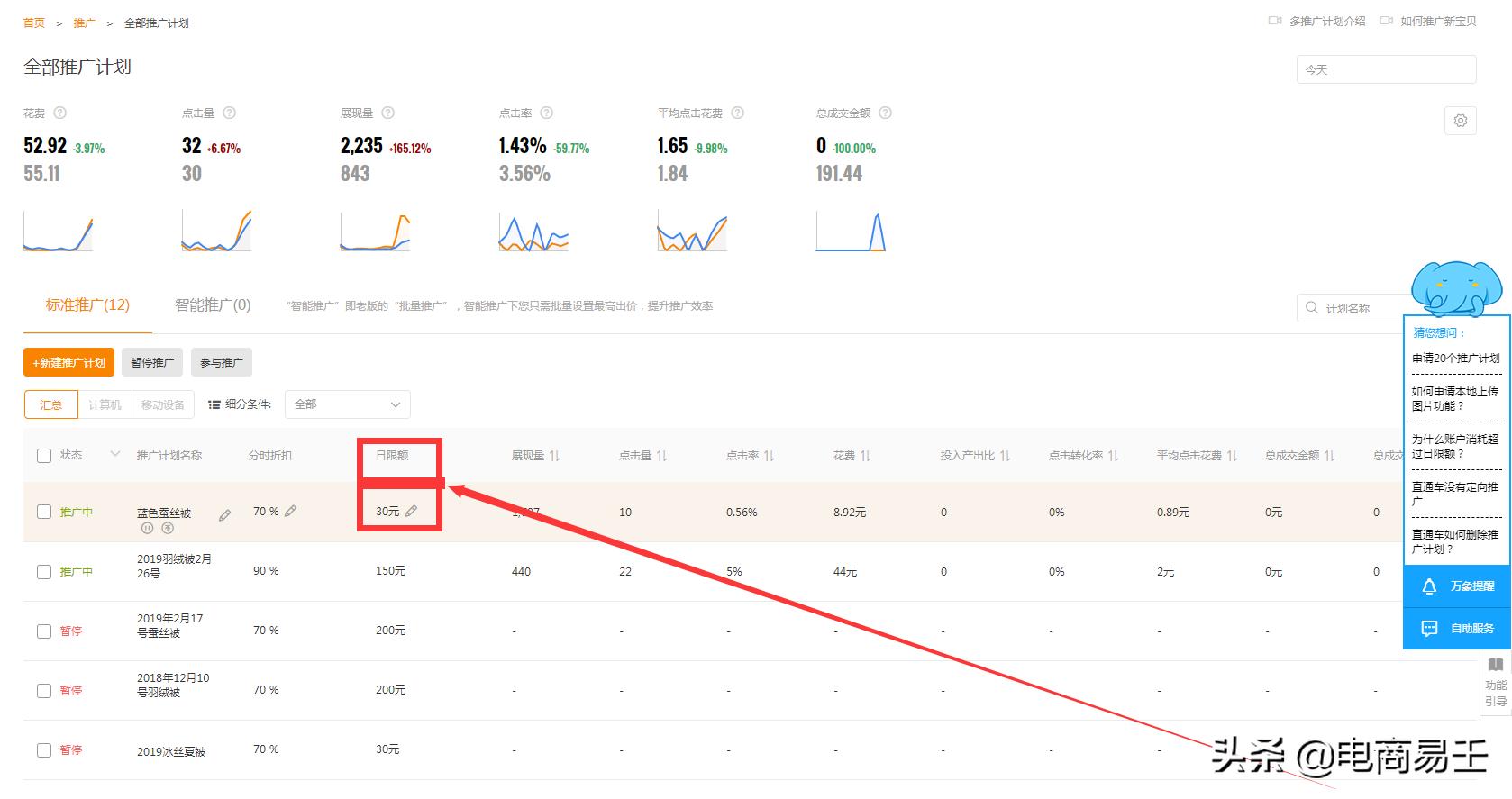 淘宝直通车怎么设置限额,淘宝直通车在哪里设置日限额