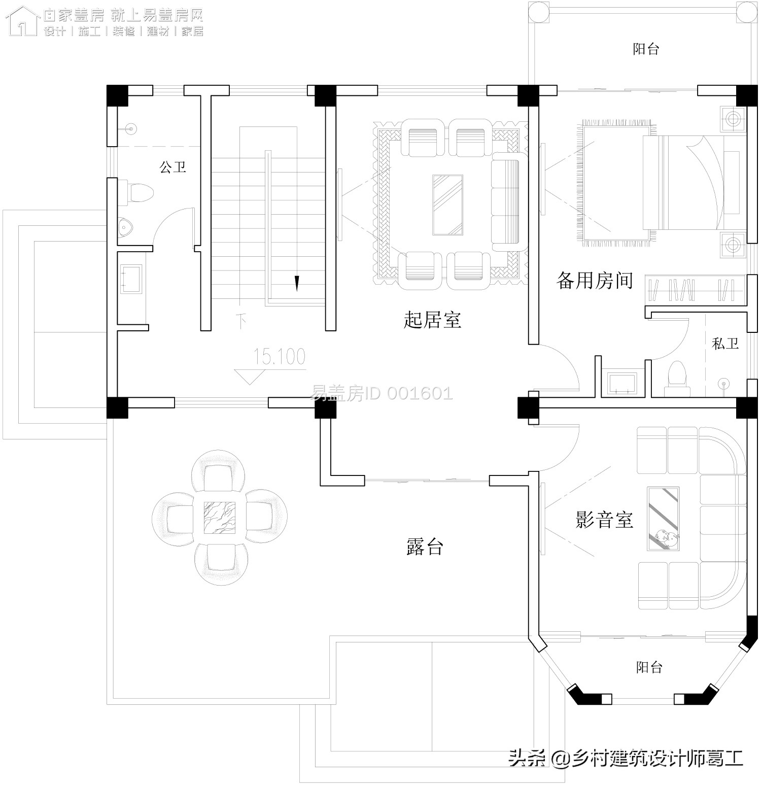 带堂屋神位独立厨房的二层半别墅,侧面独立厨房二层欧式别墅
