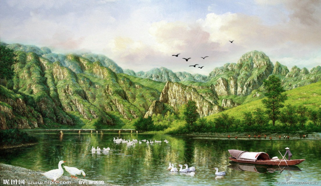 最新朝鲜风景油画图文,朝鲜大型山水风景油画图片集