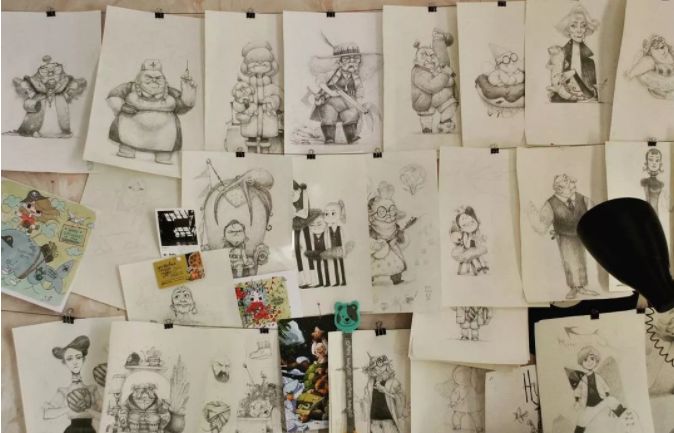 画动漫人物黑白插画素描,超级可爱的素描画