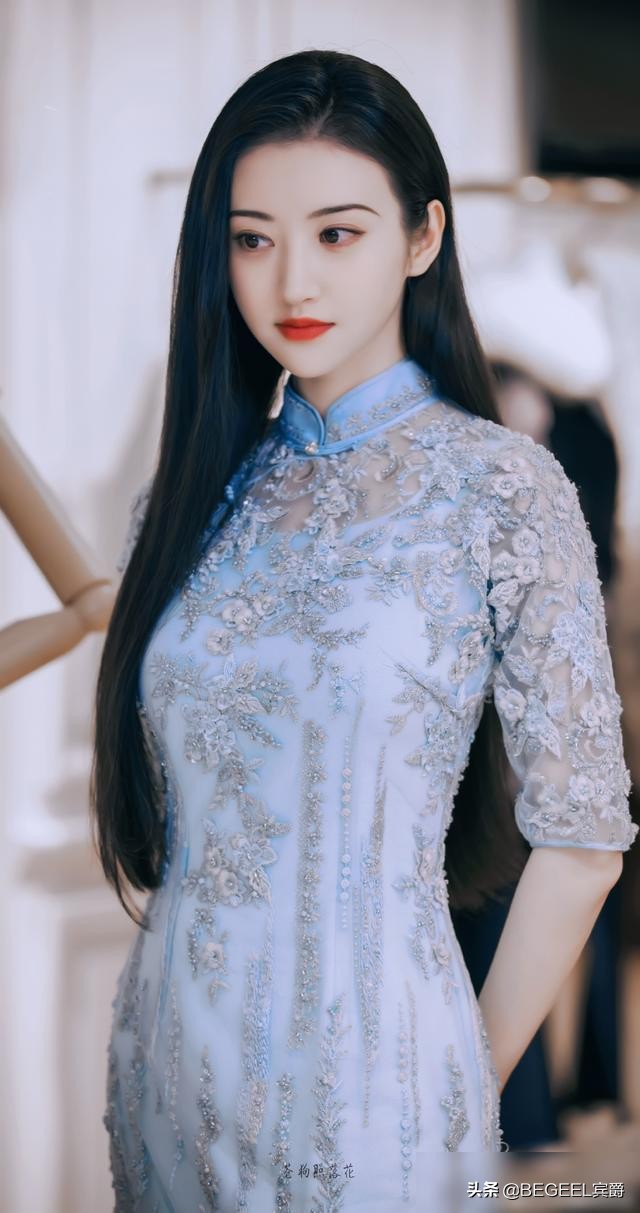 景甜的旗袍风,景甜时尚优雅小旗袍