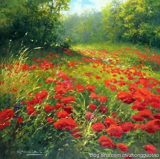 欧洲海滩风景油画作品欣赏,欧洲经典田园油画高清作品图