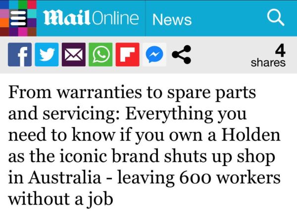 再见，Holden！澳洲汽车巨头倒塌！正式宣告终结！160年历史湮灭！近千人瞬间失业！一个时代就此结束...