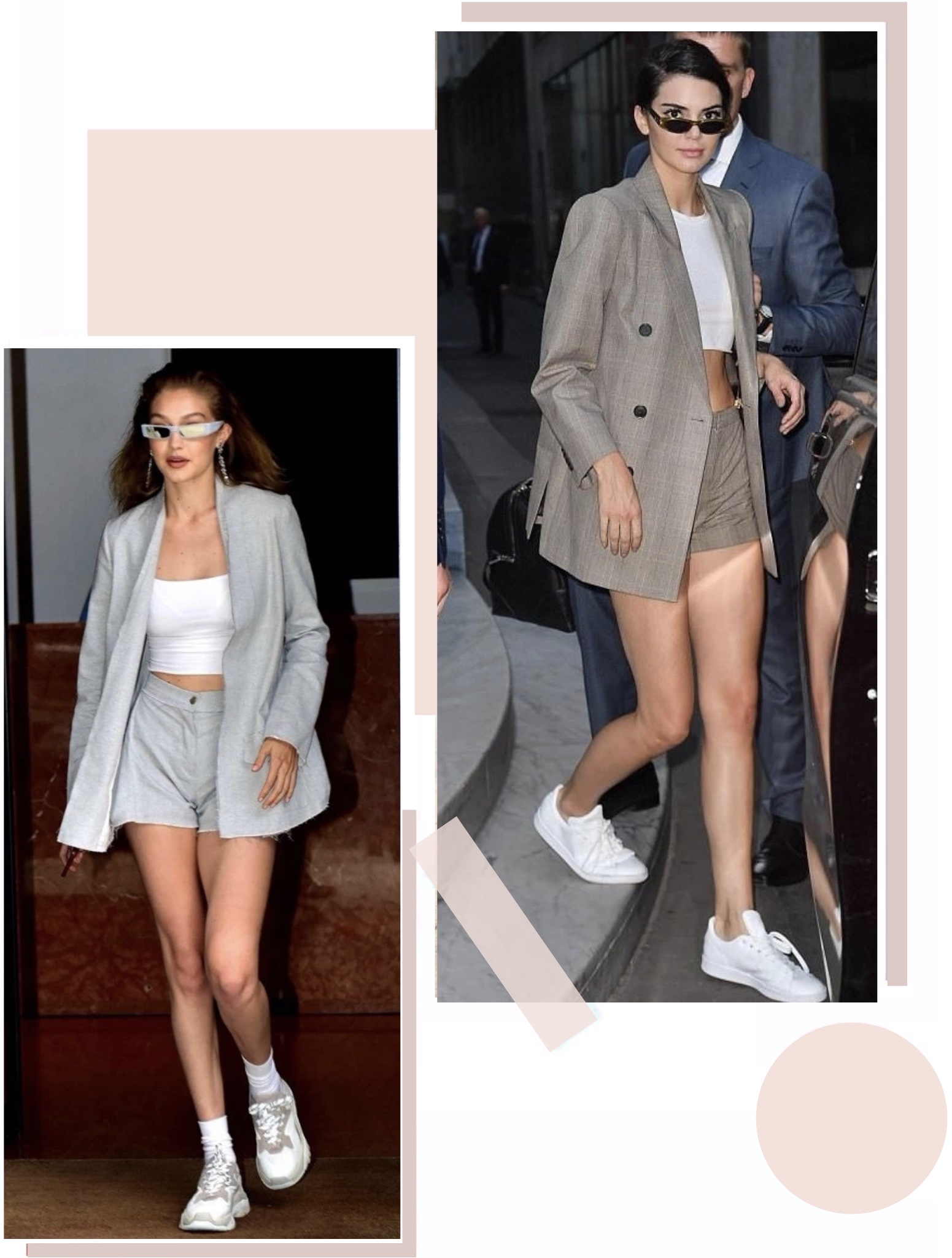 西装配潮流短裤,时尚气质小西装配皮短裤穿搭