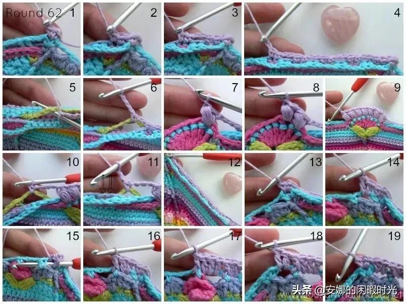 曼陀罗毯子编织教程,苏菲花园曼陀罗毯子钩法高清图解