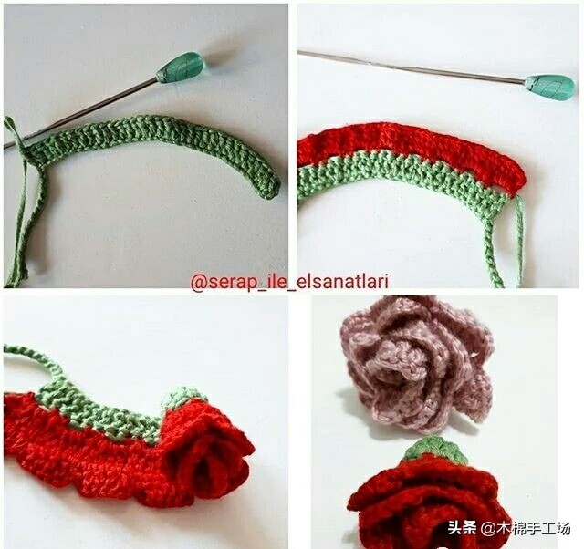 七种玫瑰花的钩编步骤,浪漫永不凋零的玫瑰花折纸