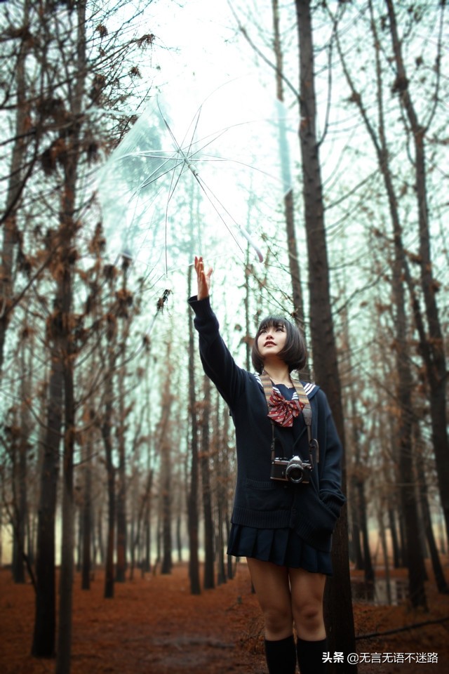 女生高颜值雨伞日系风,日系美少女雨伞