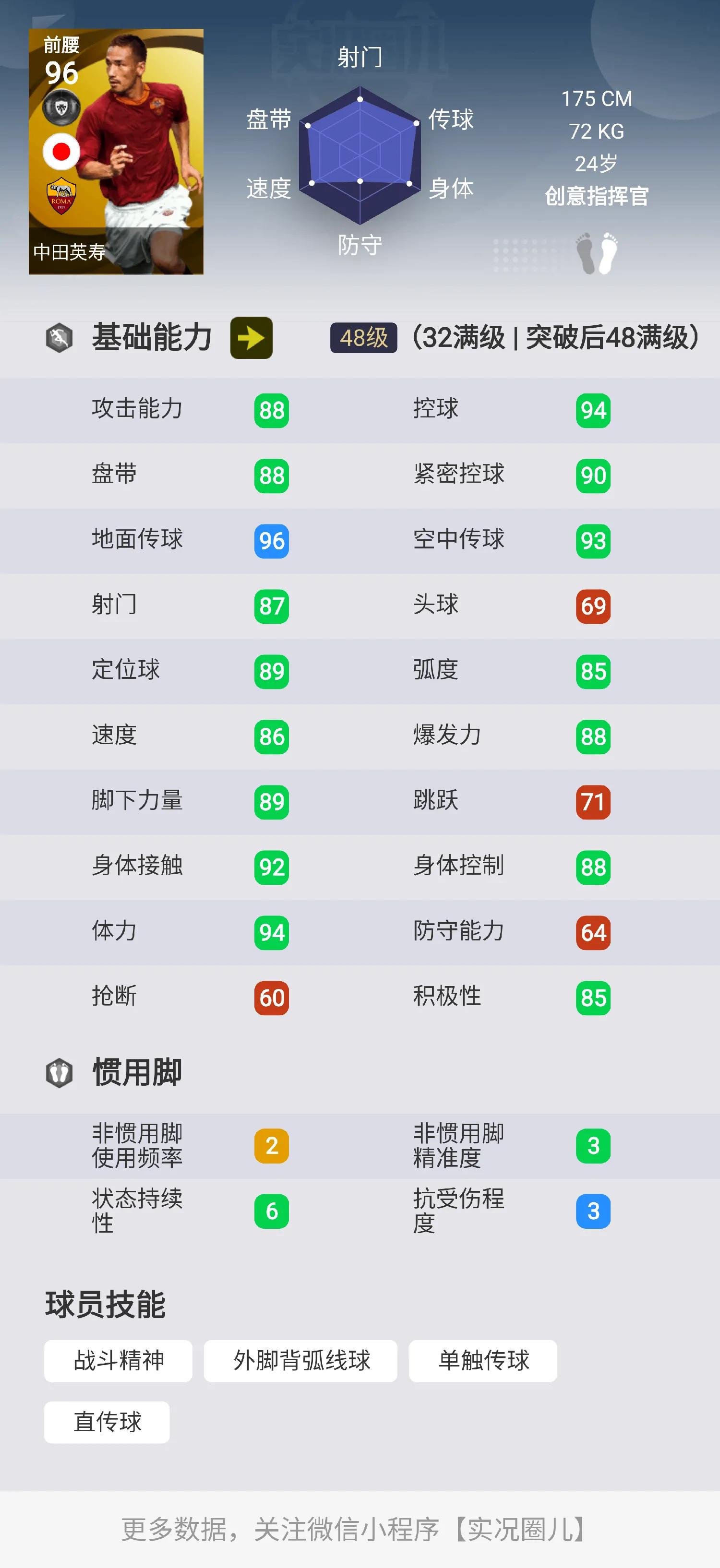实况传奇技能推荐,实况所有传奇球员技能