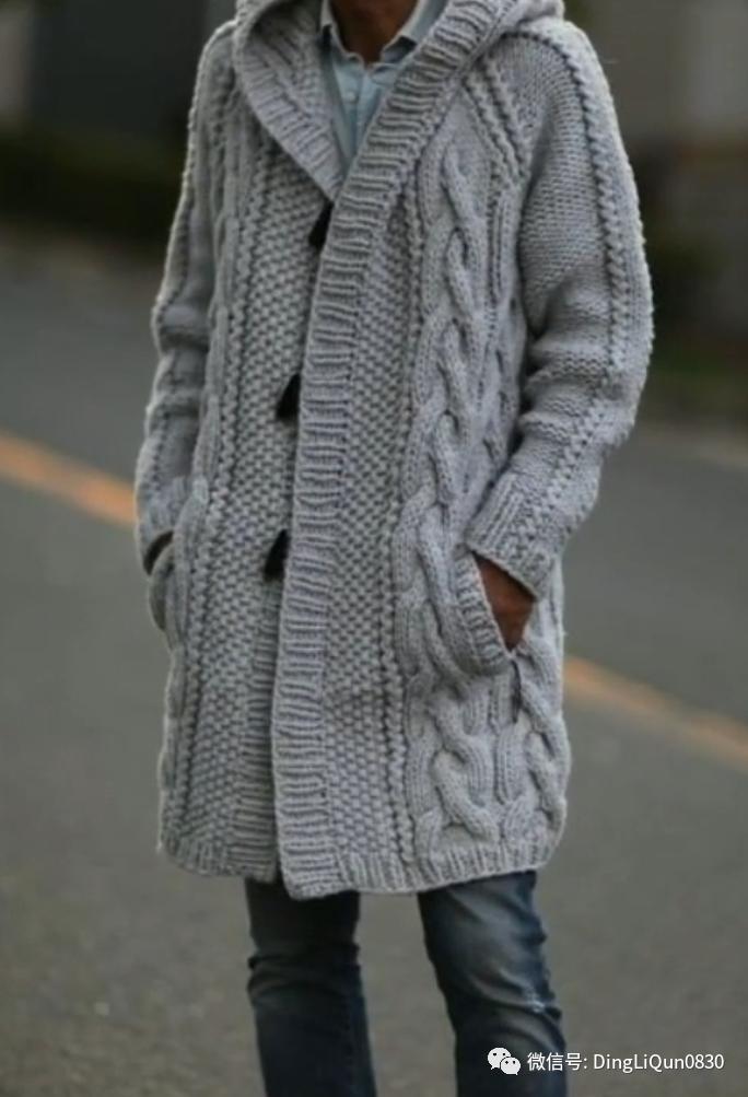 男士针织衫开衫秋冬款手工编织款,手工针织衫男款花样