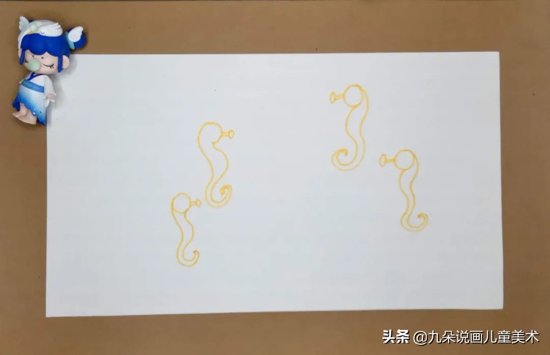 儿童简笔画教宝宝画可爱海马,马克笔画渐变儿童画