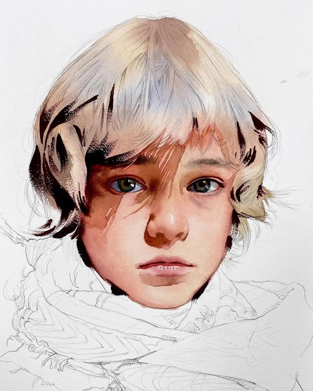 极简的水彩画作品,灵动脱俗的水彩画