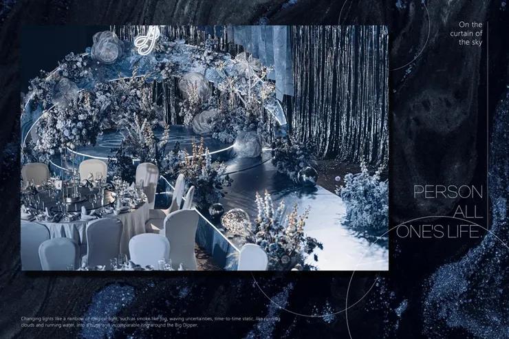 蓝色系婚礼大堂效果图片高清,农村小院内婚礼现场布置粉蓝色系