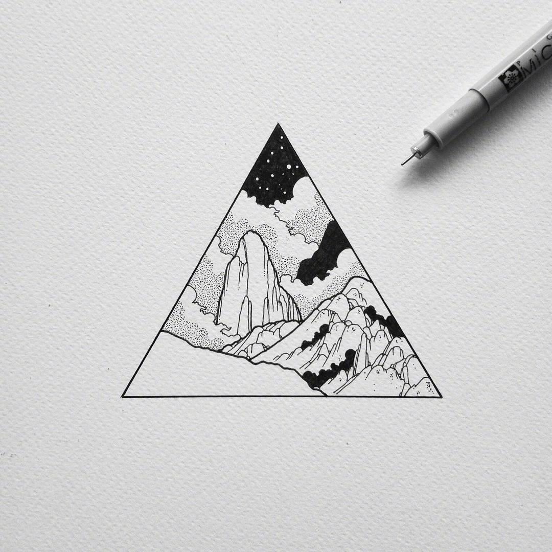 黑白线条意境画图片大全,简单线条意境画钢笔画