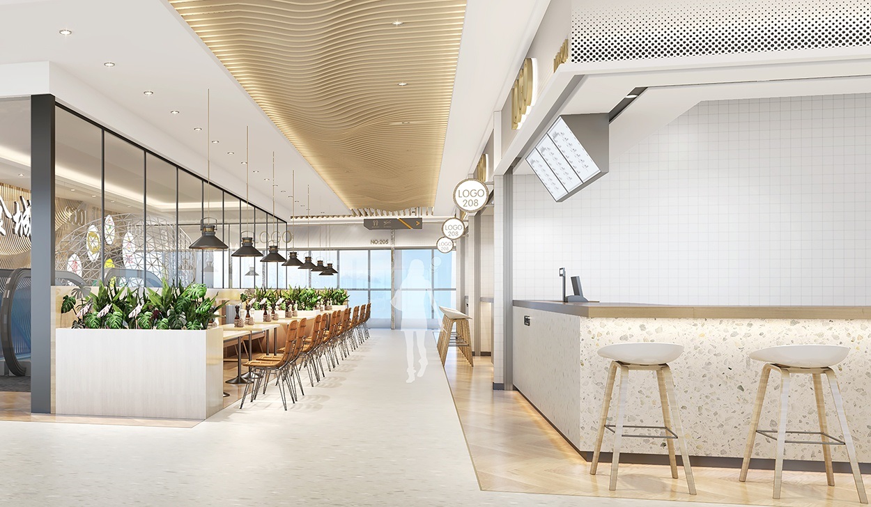 3000平美食城档口装修效果图,美食城改造方案