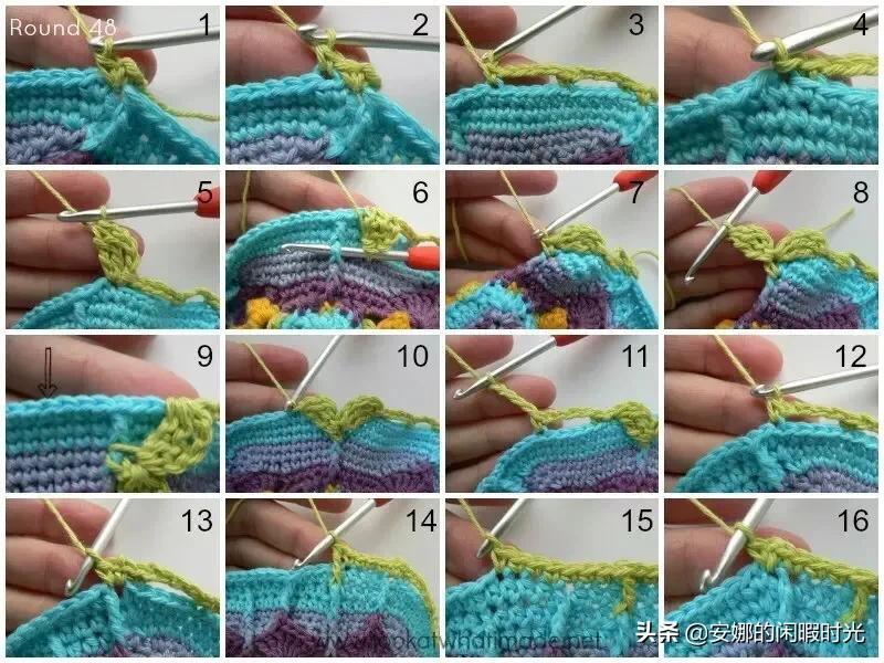曼陀罗毯子编织教程,苏菲花园曼陀罗毯子钩法高清图解