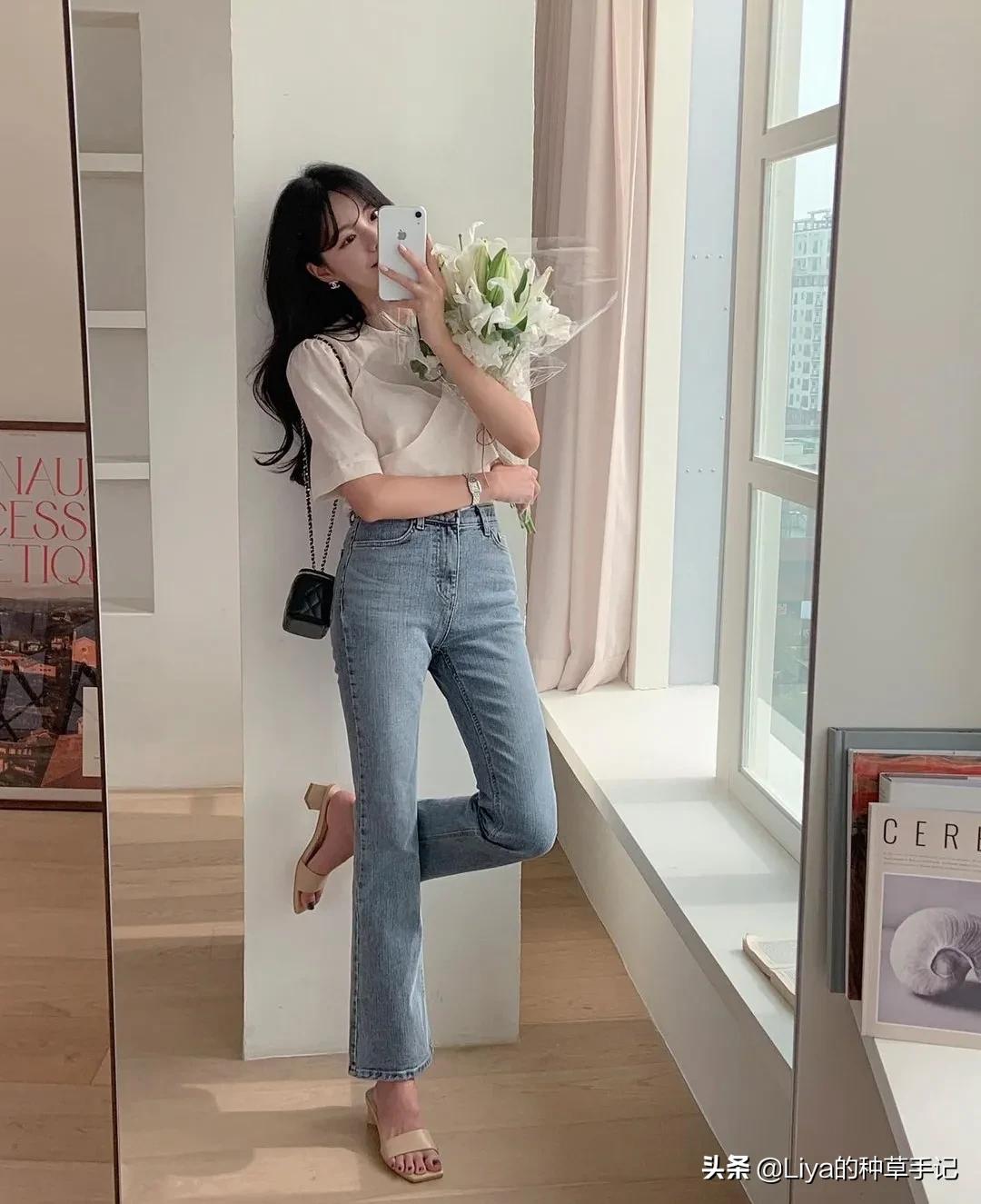 初中生牛仔裤搭鞋子女,学生党搭校裤鞋子女