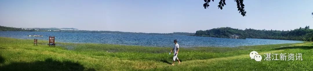 蓝天白云湖面碧波荡漾天然氧吧,湖光岩大自然天然氧吧