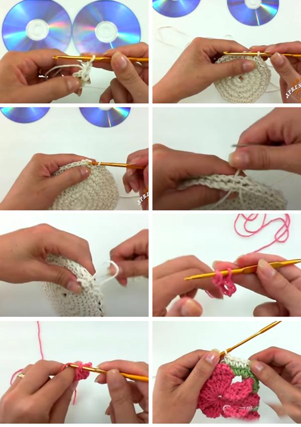 废旧光盘钩针收纳,可以钩什么物件好看又实用