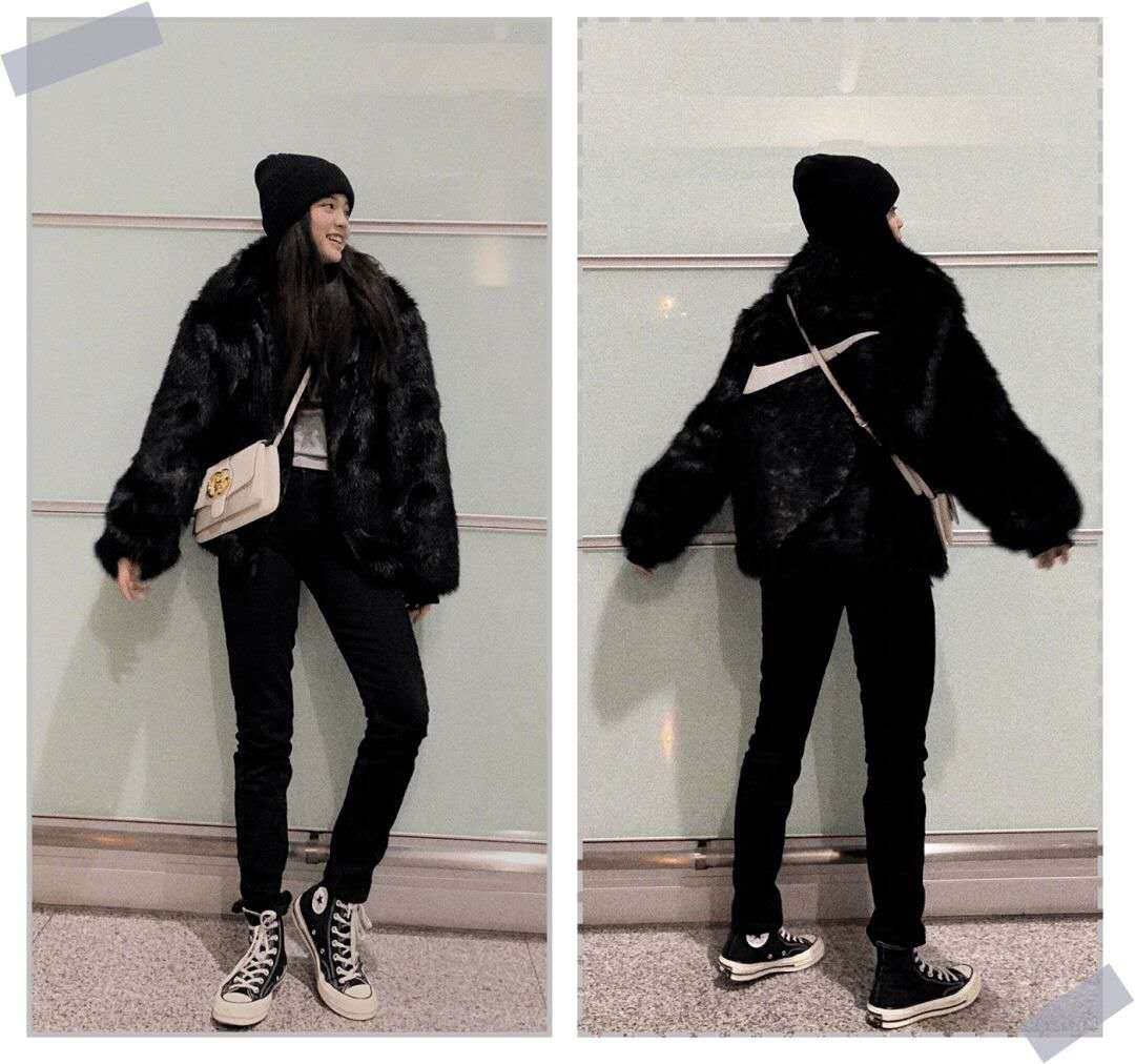 欧阳娜娜私服穿搭,欧阳娜娜格纹外套穿搭