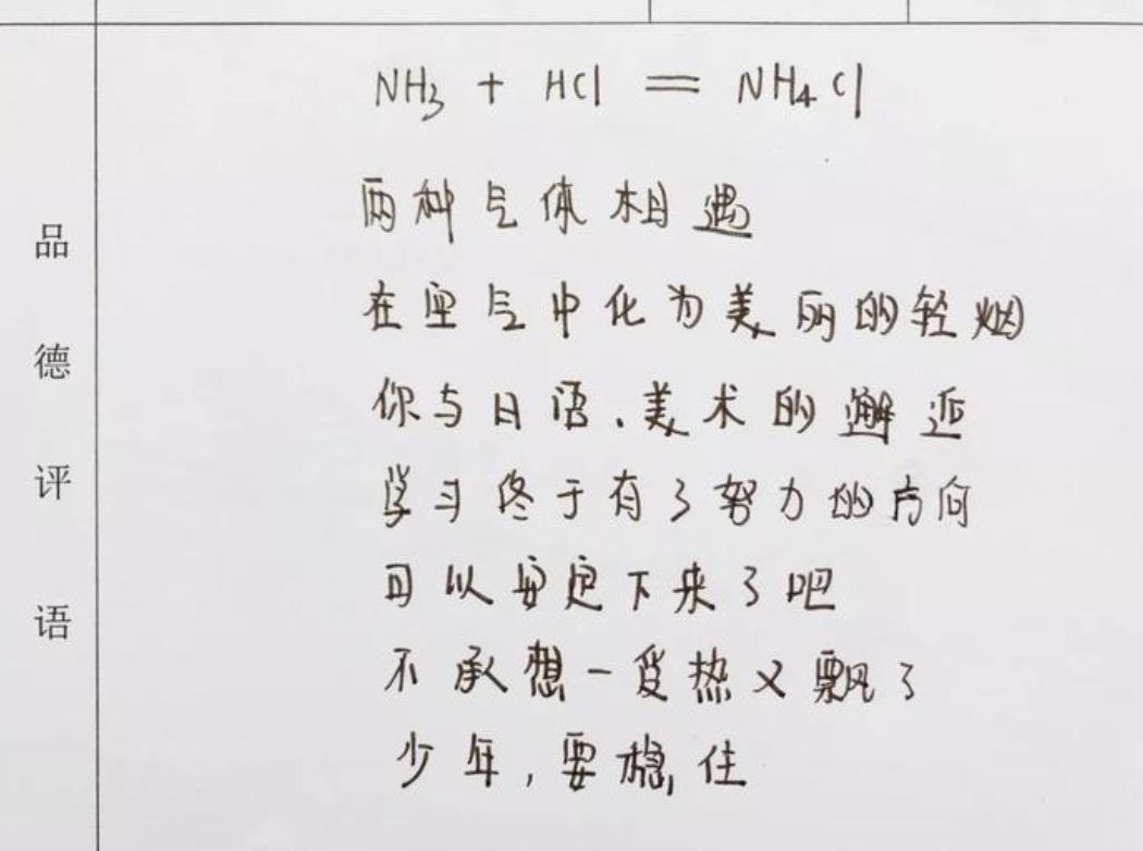 化学老师期末评语大全,化学方程式期末评语