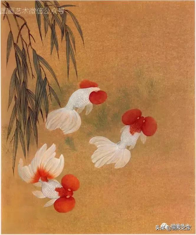 金鱼工笔国画精品欣赏,工笔金鱼图片大全大图
