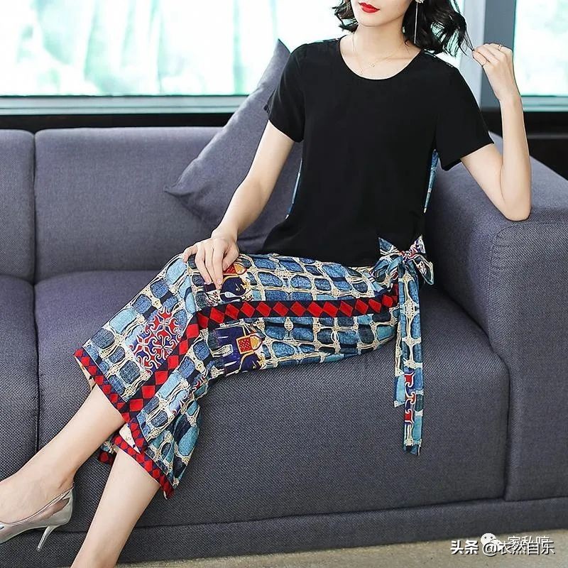 休闲阔腿裤套装修身显瘦,夏天穿凉鞋的高级阔腿裤