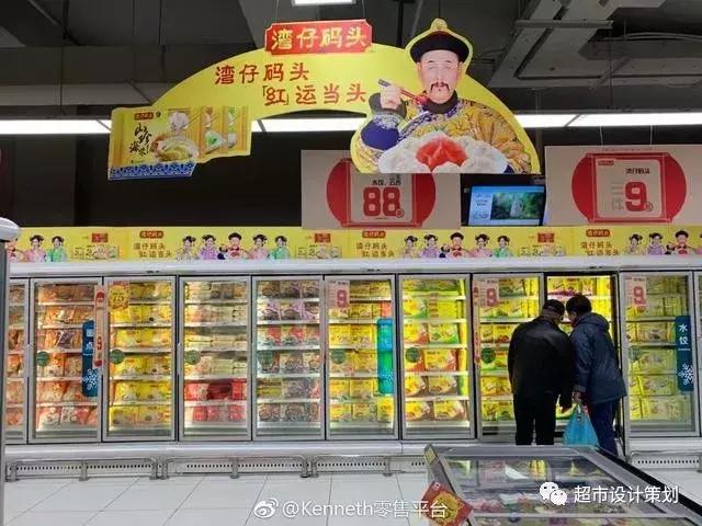 一组超市陈列图,超市肉品区陈列与摆放