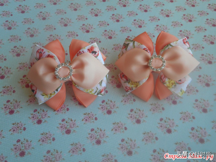 丝带儿童头花蝴蝶结手工制作过程,丝带蝴蝶结头花制作教程