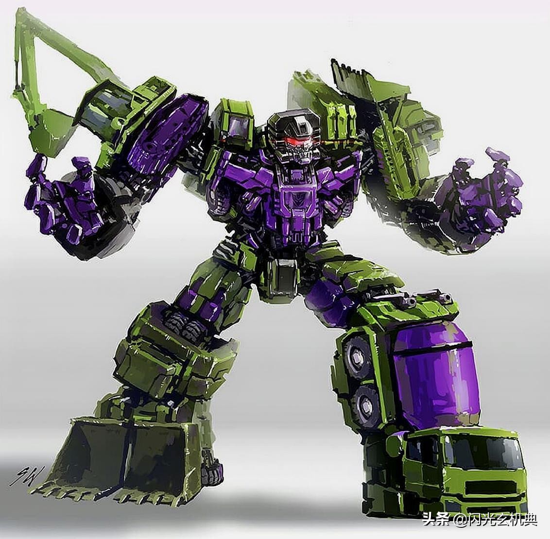 变形金刚动漫人物：重涂塑造战损严重的挖地虎组合-大力神